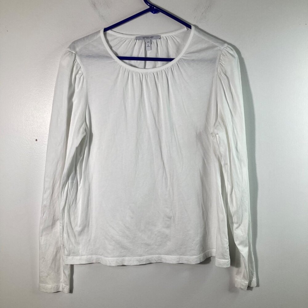 Womens Derek Lam 10‎ Crosby Kary Puff Long Sleeve Tee Shirt White M Cotton